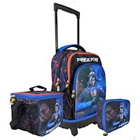 Set Scool Magic Mochirueda Lonchera Cartuchera Free Fire 3D